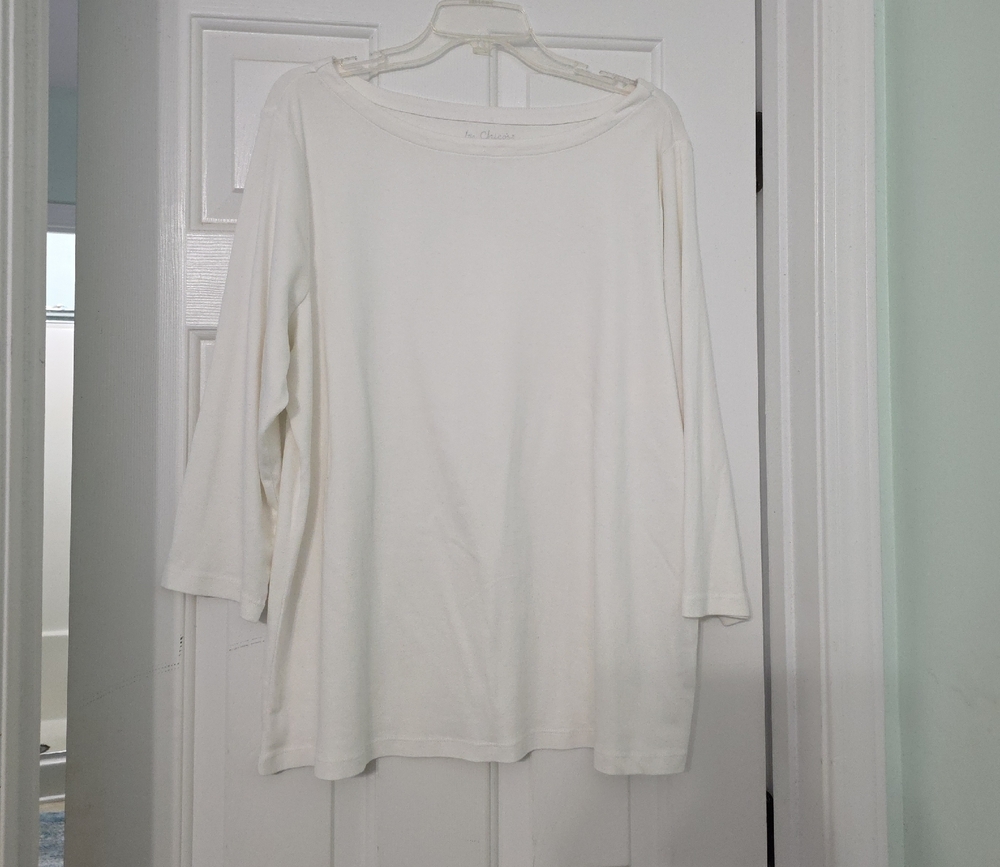 Chico's Elegant White Long Sleeve Tee